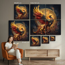 Wooden painting Phoenix - Birth of fire | 134x134 cm