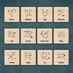 Set podpivníkov 12 ks: Súhvezdia zverokruhu + stojan zdarma