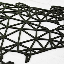 Fali 3D világtérkép - Poligonális atlasz  | Fekete