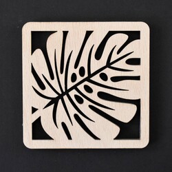 Drevené podpivníky - Set 4 ks monstera