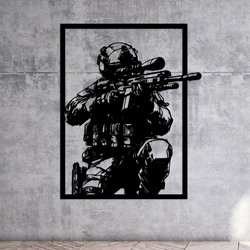 Tablou din lemn - Soldat | Negru