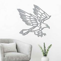 Polygonal Wall Art from Wood - Eagle | Silver