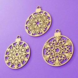Christmas Balls - Set of 3 types, 2 pcs each (6pcs) | Gold