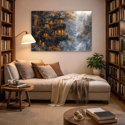 Drevený obraz - Čarovný dom na strome