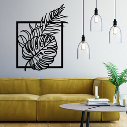 Drevený obraz - Monstera v ráme | Čierna