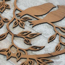 Wooden Room Decoration - Doves | Tobacco Oak