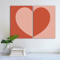 2-Piece Wooden Wall Art - Heart