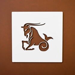 Dřevěný obraz na stěnu - Znamení Kozoroh | Bílá