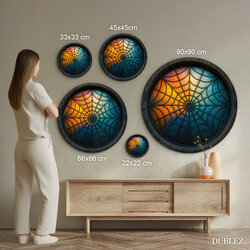 Színes kör alakú kép pókhálóval - Wednesday