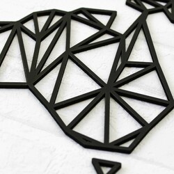 Fali 3D világtérkép - Poligonális atlasz  | Fekete