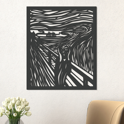 Drevená reprodukcia obrazu - Výkrik | Antracitovo-šedá