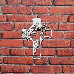 Wooden Cross on the Wall with Jesus | White
