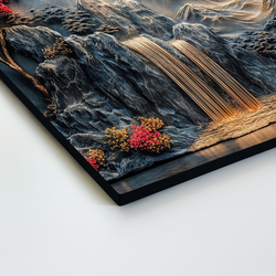 Dřevěný obraz - Zlatý měsíc nad vodopádem