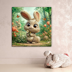 Rozprávkový obraz na dreve - Zajačik