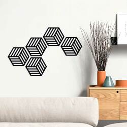 Wooden Wall Decoration - Hexagons (5 pcs) | Black