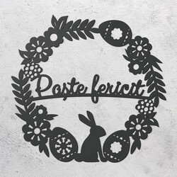 Coroniță pentru ușă - Paște fericit | Gri antracit