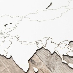 Wooden 3D World Map with Marked State Borders | White