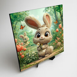 Rozprávkový obraz na dreve - Zajačik