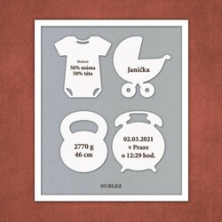 Tabulka se jménem a porodními údaji | Bílá / Stříbrná