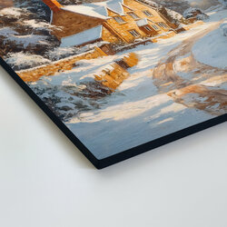 Wooden picture of winter - Snow-covered cottage