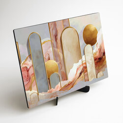 Pastelový abstraktný obraz - Zlaté oblúky