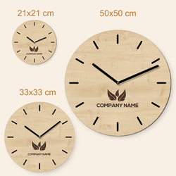 Drevené hodiny na mieru s logom firmy