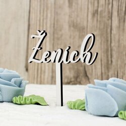 Drevený zápich na svadobnú tortu - Ženích