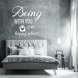 Wooden Quote about Love - Being with you... | White
