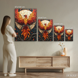 Mozaikový obraz na dreve - Vitrážny fénix