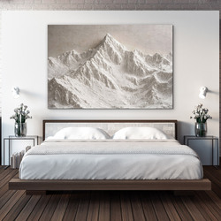 Drevený obraz - Biele abstraktné hory
