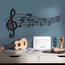 Drevený obraz - Husľový kľúč a noty | Čierna