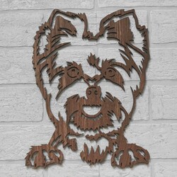 Wooden Picture of a Dog - Yorkshire | Walnut