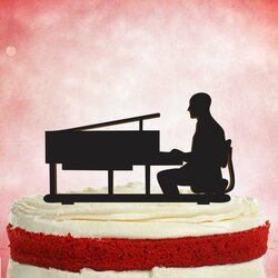 Figúrka do torty s menom - Klavirista  | Čierna