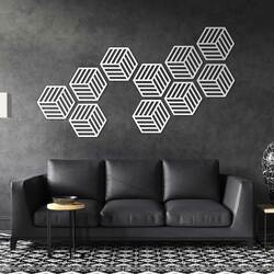 Wooden Wall Decoration - Hexagons (5 pcs) | White