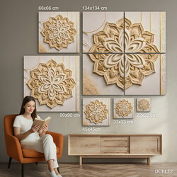 Golden glamour mandala - Kvet | 134x134 cm