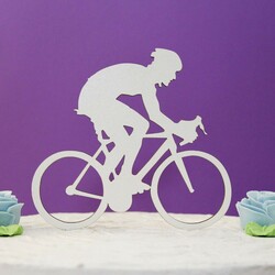 Drevený zápich na tortu s menom - Bicyklista | Biela