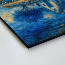 Blue wall painting - Country house by the water