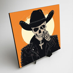 Oranžový obraz - Lebka kovboja
