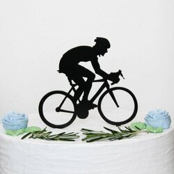 Drevený zápich na tortu s menom - Bicyklista | Čierna
