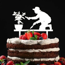 Drevený zápich do torty - Záhradkár  | Biela