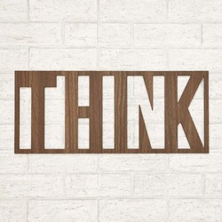 Drevený nápis na stenu - THINK | Orech