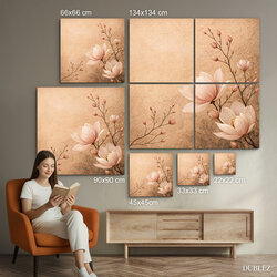 Vintage flower painting - Magnolia | 134x134 cm