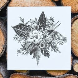 Wooden Picture - Flower Drawing | White