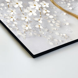 Drevený obraz - Zlatý strom s bielymi kvetmi