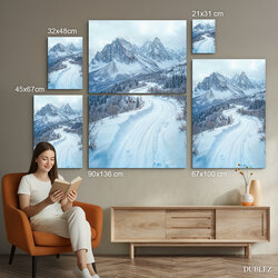 Zimní obraz hor - Cesta pod štíty | 90x136 cm