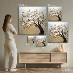 Drevený obraz stromu - Kvety
