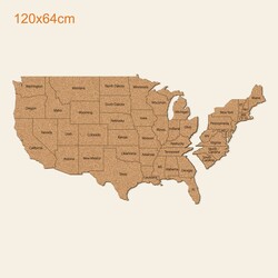 Cork Map of the USA on the Wall | 120x64 cm