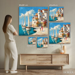 Wooden picture of the sea - Mediterranean port