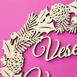 Vianočný veniec na dvere - Veselé Vianoce | Buková preglejka