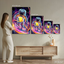 Drevený obraz - Astronaut v galaxii